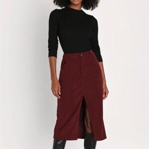 Lulu's Burgundy Corduroy Women's Skirt